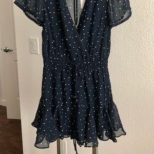 NWT SUGAR LIPS flirty sheer lined mini romper with sheer sleeves